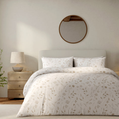 Vantona Delicate Floral Duvet Cover Set - Natural
