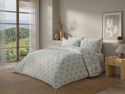 Vantona Essentials Range Festive Sprigs Flannelette Duvet Cover Set - Multi