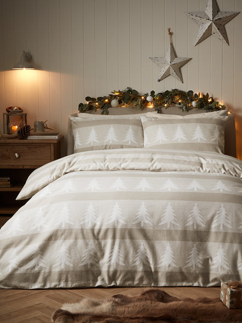 Vantona Essentials Natural Trees Brushed Cotton Duvet Cover Set