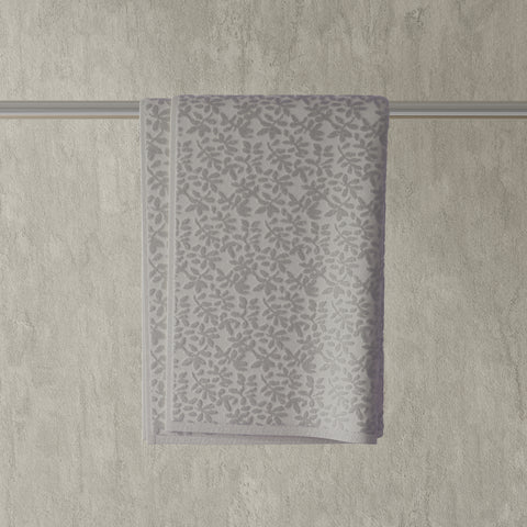 Vantona Luxury Leaf Jacquard Cotton Towel - Grey
