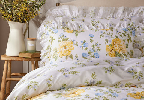 Vantona Archive Collection Edwina Duvet Cover Set - Lemon