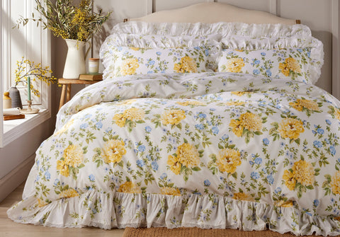 Vantona Archive Collection Edwina Duvet Cover Set - Lemon