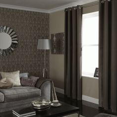 iLiv Palladio Mocha Boheme Stripe Eyelet Curtains - Brown