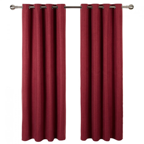 iLiv Anderson Woven Lined Eyelet Curtains - Red