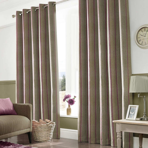 Ashley Wilde Downton Lined Eyelet Curtains - Mulberry