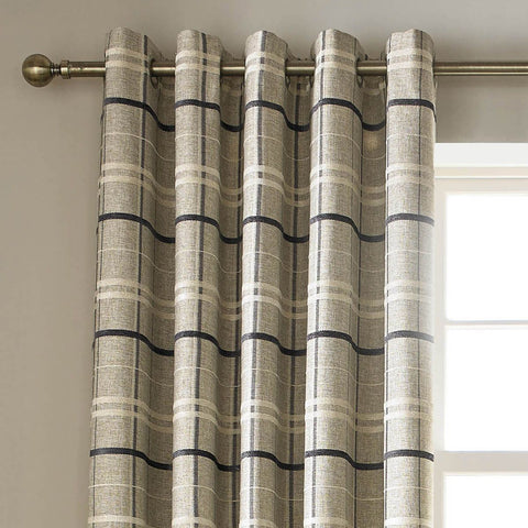 Ashley Wilde York Lined Eyelet Curtains - Charcoal