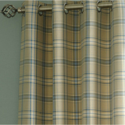 iLiv Piazza Cerato Tartan Check Eyelet Curtains - Azure Blue