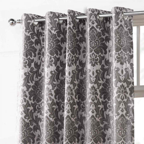Camden Damask Woven Chenille Lined Eyelet Curtains
