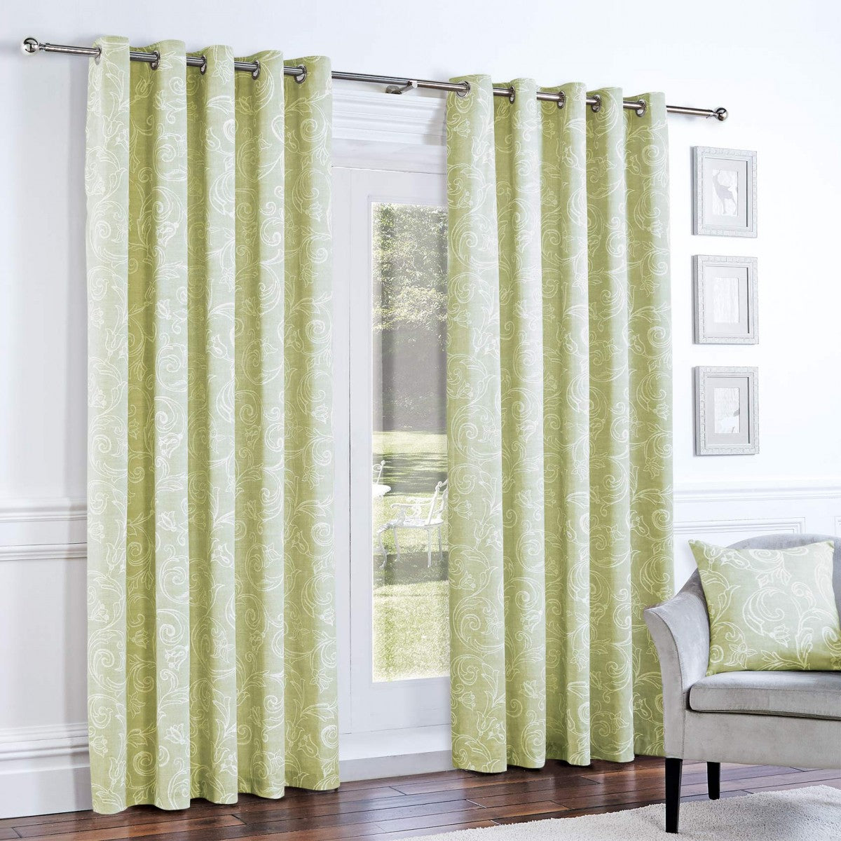 Curtina Somerford Lined Eyelet Curtains - Green