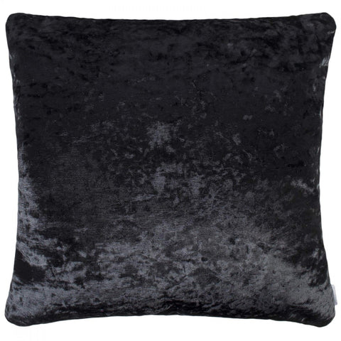 Lustre Faux Crushed Velvet Filled Cushion - Black