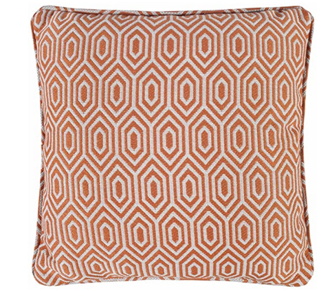 Alpha Geometric Piped Filled Cushion - Orange