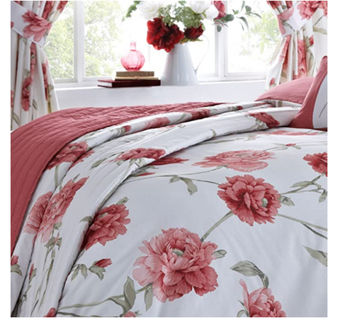 Arley Floral Print Quilted Bedspread - Red