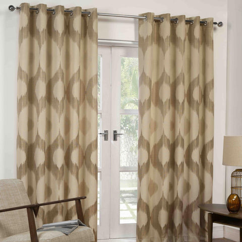 Sundour Delta Lined Eyelet Curtains - Truffle