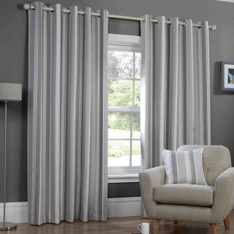 Sundour Monaco Lined Eyelet Curtains - Charcoal