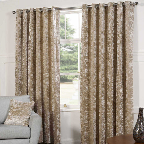 Sundour Plush Lined Eyelet Curtains - Silk