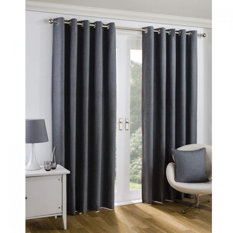 Sundour Twilight Eyelet Blackout Ready Made Curtains - Charcoal