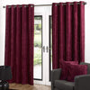 Sundour Velvet Lined Eyelet Curtains - Red