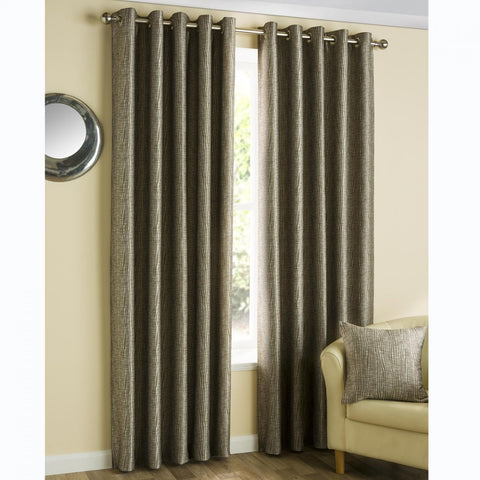 Ziggi Textured Weave Eyelet Curtains - Mocha