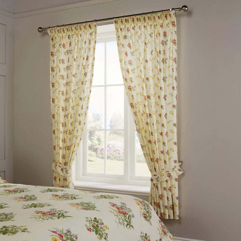 Vantona Country Nerissa Pencil Pleat Curtains and Tiebacks, Multi - 66 x 72