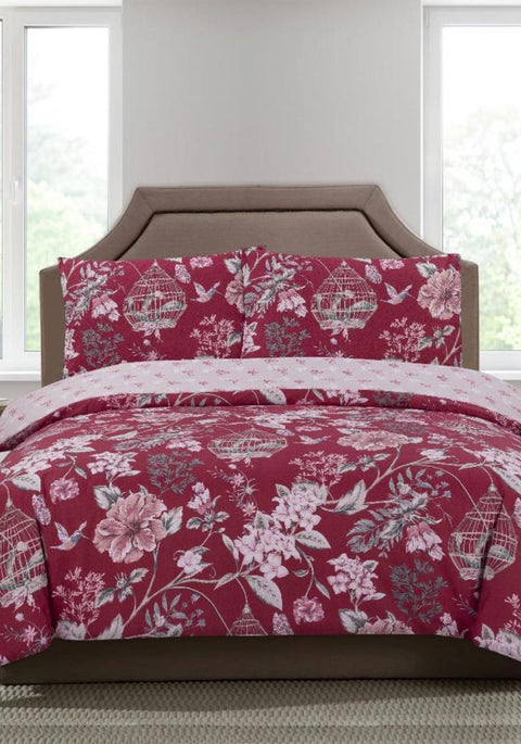 Vantona Classic Birdcage Duvet Cover Set - Claret